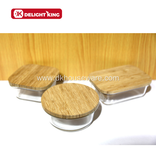 High Borosilicate Glass Food Container with Bamboo Lid